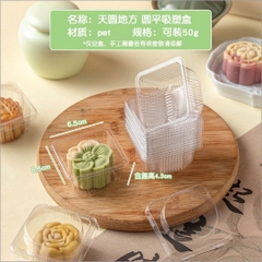 50 Khay có nắp đựng bánh trung thu, bánh da tuyết, bánh lòng đỏ trứng 50g - 80g