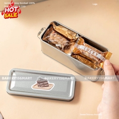 Hộp Thiếc Tiramisu, Hộp Bánh Dứa, Bánh Quy, Bánh Lạnh, Hộp Đựng Thực Phẩm 450ml Có Khoá Cài Siêu Hot