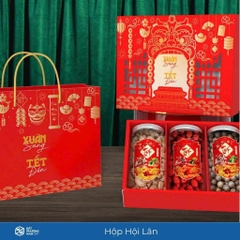 Set 5 Hộp Đựng Quà Tết Hội Lân / Tết Việt / Xuân Vượng / Song Mã / Vạn Hoa