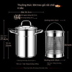 Nồi Chiên Sâu Có Giỏ Lọc Đồ Dùng Nhà Bếp Dầu Đa Năng Chảo Chiên Sâu Nồi Nấu Nhỏ Cho Spaghetti