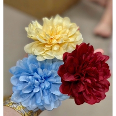 Set 5 bông cúc thược dược 9cm - hoa giả , hoa vải - phụ kiện trang trí mũ , tháp bánh , oản