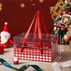 Hộp Mica 2 ngăn kèm dây quai xách đựng quà dịp lễ giáng sinh, sinh nhật  (24*16,7*13,5cm)