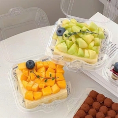 Hộp Nhựa nắp gập Trong suốt Đựng Bánh Bento, Gato, Phô Mai Cháy, Bunrt cheesecake