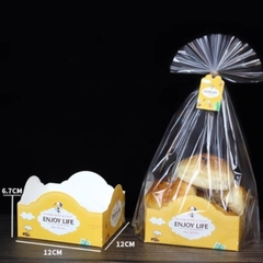 Set 50 Túi nilon Enjoy đựng bánh quy/ bánh mì/ bánh cookie kèm đế giấy vuông thành thấp enjoy