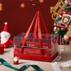 Hộp Mica 2 ngăn kèm dây quai xách đựng quà dịp lễ giáng sinh, sinh nhật  (24*16,7*13,5cm)