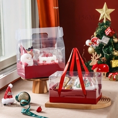 Hộp Mica 2 ngăn kèm dây quai xách đựng quà dịp lễ giáng sinh, sinh nhật  (24*16,7*13,5cm)