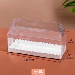 Hộp Nhựa trong quai xách đựng Bánh Bông Lan Cuộn