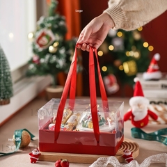 Hộp Mica 2 ngăn kèm dây quai xách đựng quà dịp lễ giáng sinh, sinh nhật  (24*16,7*13,5cm)