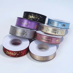 Ruy băng lụa chữ happy birthday vàng - 156mart