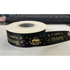 Ruy băng lụa chữ happy birthday vàng - 156mart