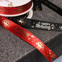 Ruy băng lụa chữ happy birthday vàng - 156mart