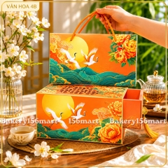 5-10 Hộp Trung Thu 4 Bánh VÂN HOA 2 Tầng, Đựng Bánh 150gr - 250gr, Đựng Bánh Rau Câu (Mẫu Mới 2026)