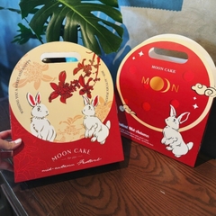 10 Hộp Đựng 6 Bánh Trung Thu Mini 75g–100g | Hộp Quà Trung Thu Hình Thỏ Đỏ Đáng Yêu – Cầm Tay Tiện Lợi - Mẫu Mới 2025