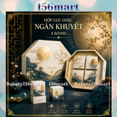 Hộp trung thu Lục Giác Ngân Khuyết - 4 bánh  kèm túi xách [HOT] Nhận in Logo