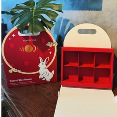 10 Hộp Đựng 6 Bánh Trung Thu Mini 75g–100g | Hộp Quà Trung Thu Hình Thỏ Đỏ Đáng Yêu – Cầm Tay Tiện Lợi - Mẫu Mới 2025