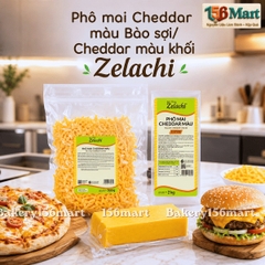 [HỎA TỐC HCM] Phô Mai Cheddar Màu Bào Sợi / Nguyên Khối Zelachi – Đậm vị béo, Tan chảy hoàn hảo