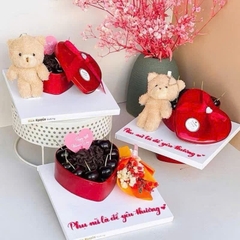 Hộp Thiếc Đỏ Hình Trái Tim Kèm Nơ Đựng Bánh Lạnh, Tiramisu, Quà Valentine 14-2, 8-3 - 156mart