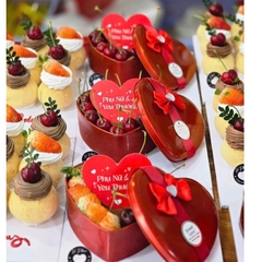 Hộp Thiếc Đỏ Hình Trái Tim Kèm Nơ Đựng Bánh Lạnh, Tiramisu, Quà Valentine 14-2, 8-3 - 156mart