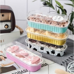 50 Hộp Nhôm / Hộp Thiếc Đựng Bánh Và Thực Phẩm Nướng Trực Tiếp Hình Chữ Nhật [200ml Kèm Nắp Trong]