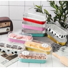 50 Hộp Nhôm / Hộp Thiếc Đựng Bánh Và Thực Phẩm Nướng Trực Tiếp Hình Chữ Nhật [200ml Kèm Nắp Trong]