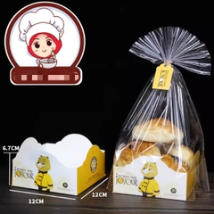 Set 50 Túi nilon Enjoy đựng bánh quy/ bánh mì/ bánh cookie kèm đế giấy vuông thành thấp enjoy