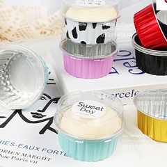 50 Cốc Nhôm Cốc Thiếc Đựng Bánh Tart Trứng, Nướng Bánh Trực Tiếp 125ml Kèm Nắp Trong [8435]