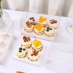 Set Hộp Nhựa Đựng Cupcake, Hũ Yến, Set Quà Noel Đế Giấy Nắp Mica 4-6-9 -12 Ô Sang Trọng
