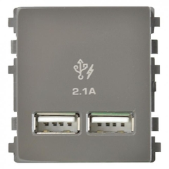 Ổ sạc USB 2.1A đôi Schneider size 2S (ZENcelo A) - Đồng ánh bạc