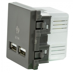 Ổ sạc USB 2.1A đôi Schneider size 2S (ZENcelo A) - Đồng ánh bạc