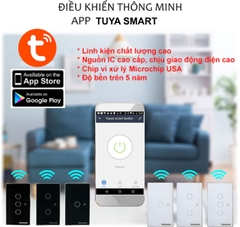 Công tắc cảm ứng wifi Kawasan CT3 Trắng/Đen