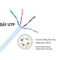 Dây cáp mạng CAT6 FTP 0.57 mm 4 Pair chống nhiễu 10% Cu NANOCO - NC6-U10 - Màu trắng - Cuộn