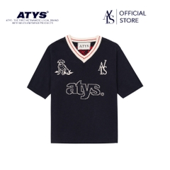 𝐀𝐓𝐘𝐒® 𝐕-𝐍𝐄𝐂𝐊 𝐊𝐍𝐈𝐓 𝐂𝐎𝐓𝐓𝐎𝐍 𝐓-𝐒𝐇𝐈𝐑𝐓 (Navy)
