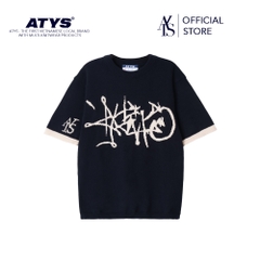 ATYS® GRAFFITI LOGO KNIT COTTON T-SHIRT (Navy)