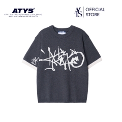 ATYS® GRAFFITI LOGO KNIT COTTON T-SHIRT (Xám)