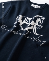 ATYS® MUSTANG KNIT COTTON T-SHIRT (Navy)