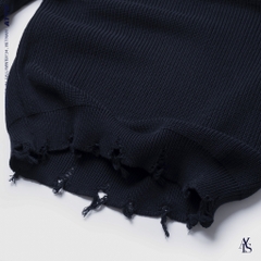 ATYS® SIGNATURE LOGO RIPPED KNIT COTTON SWEATER