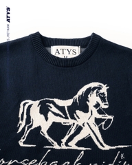 ATYS® MUSTANG KNIT COTTON T-SHIRT (Navy)