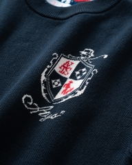 ATYS® MINIMAL CREST KNIT COTTON T-SHIRT ( Navy )