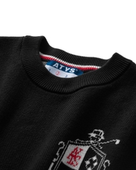 ATYS® MINIMAL CREST KNIT COTTON T-SHIRT (Đen)