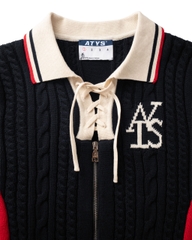 ATYS® AETHER LACE-UP COLLAR PULLOVER