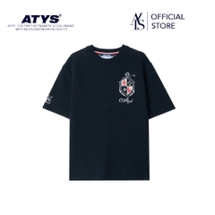 ATYS® MINIMAL CREST KNIT COTTON T-SHIRT ( Navy )