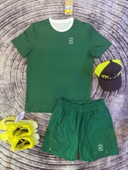 Bộ Nike tem vuông cổ trắng - xanh lá