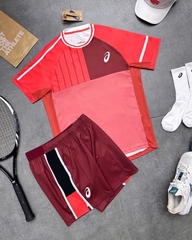 Bộ Asics - Áo đỏ quần đỏ đậm