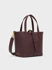 Beryl Recycled Leather Double-Handle Belted Bucket Bag