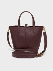 Beryl Recycled Leather Double-Handle Belted Bucket Bag