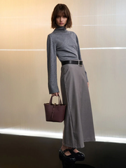 Beryl Recycled Leather Double-Handle Belted Bucket Bag