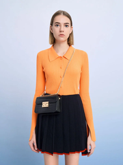 Croc Effect Chain Strap Square Shoulder Bag