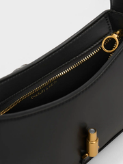 Cesia Metallic Accent Trapezoid Shoulder Bag