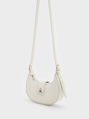 Trice Metallic Accent Belted Curved Shoulder Bag