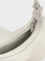 Trice Metallic Accent Belted Curved Shoulder Bag